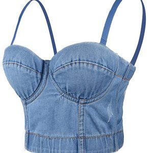 Women's Denim Bustier Crop Top